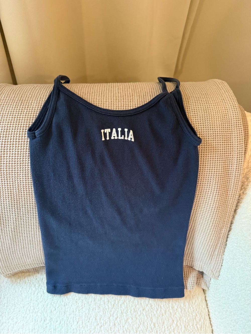 Brandy Melville Navy 'ITALIA' Ribbed Tank Top